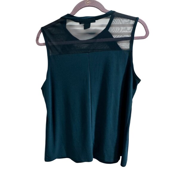 👗 2/$30 Adele & May XL Sleeveless Dark Teal Mesh Panel Top With Button Accents - Picture 5 of 6